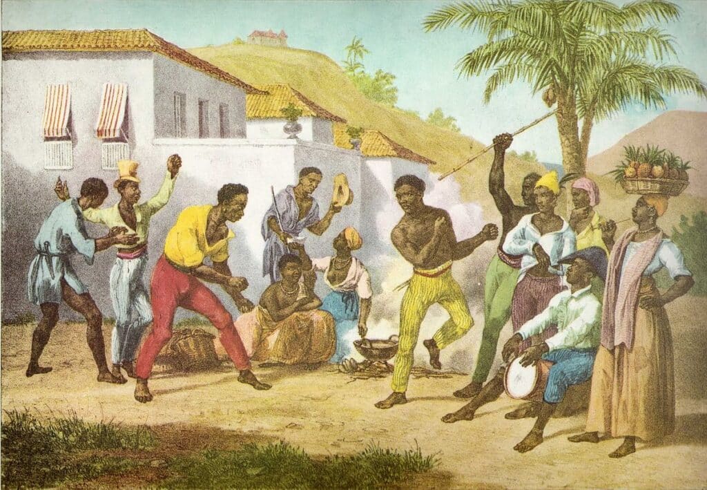 "Jogar Capoeira" - Johann Moritz Rugendas Pintor alemão (1802-1858) "Jogar Capoeira" - Johann Moritz RugendasPintor alemão (1802-1858)