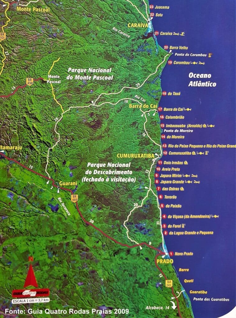 Mapa do município de Prado na Bahia Mapa do município de Prado na Bahia