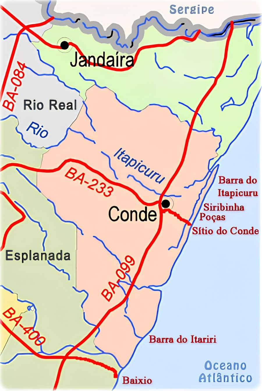 Mapa do município do Conde BA Mapa do município do Conde BA