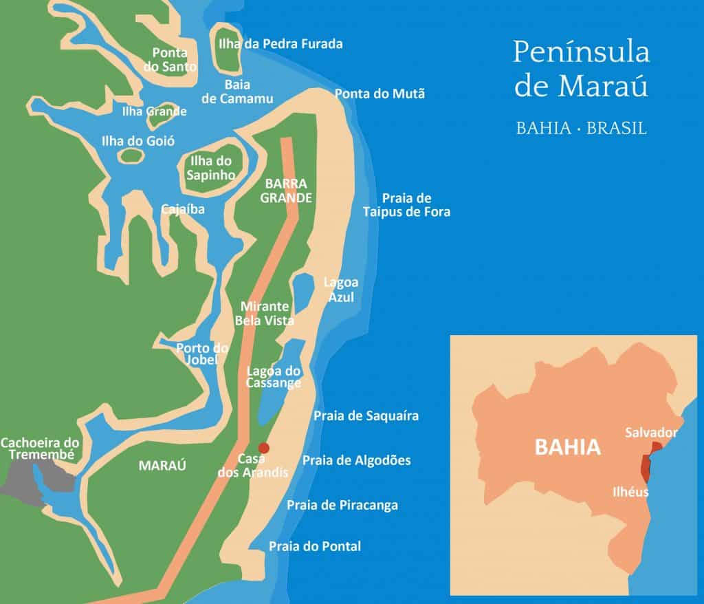 Mapa da Península de Maraú
