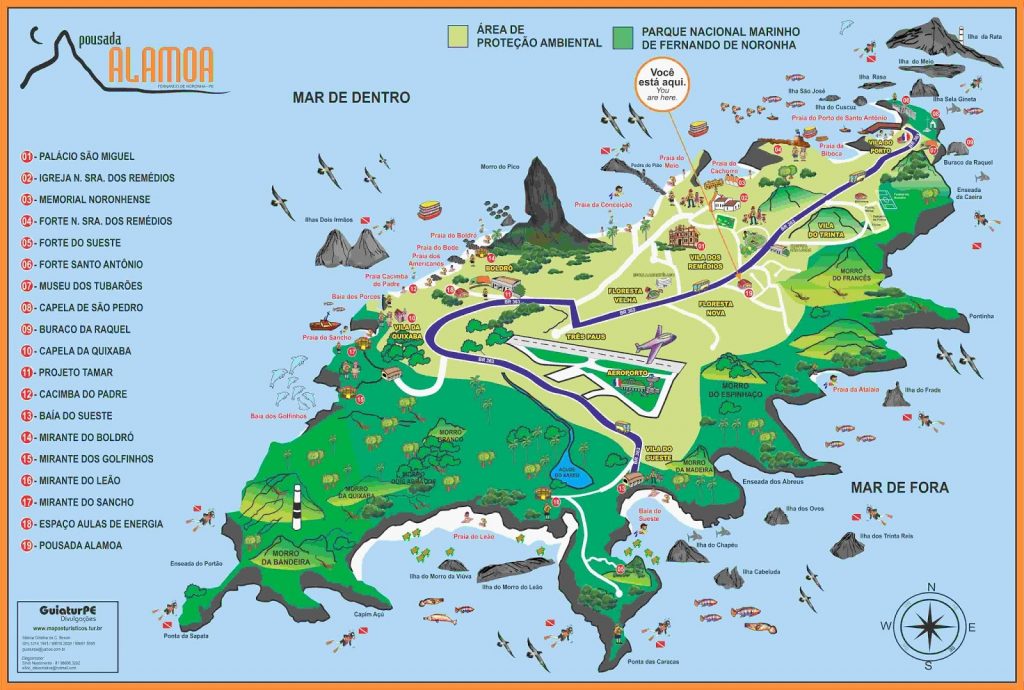 Mapa Turístico de Fernando de Noronha Mapa Turístico de Fernando de Noronha