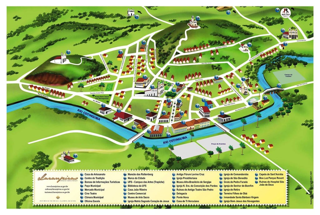 Mapa turístico de Laranjeiras SE