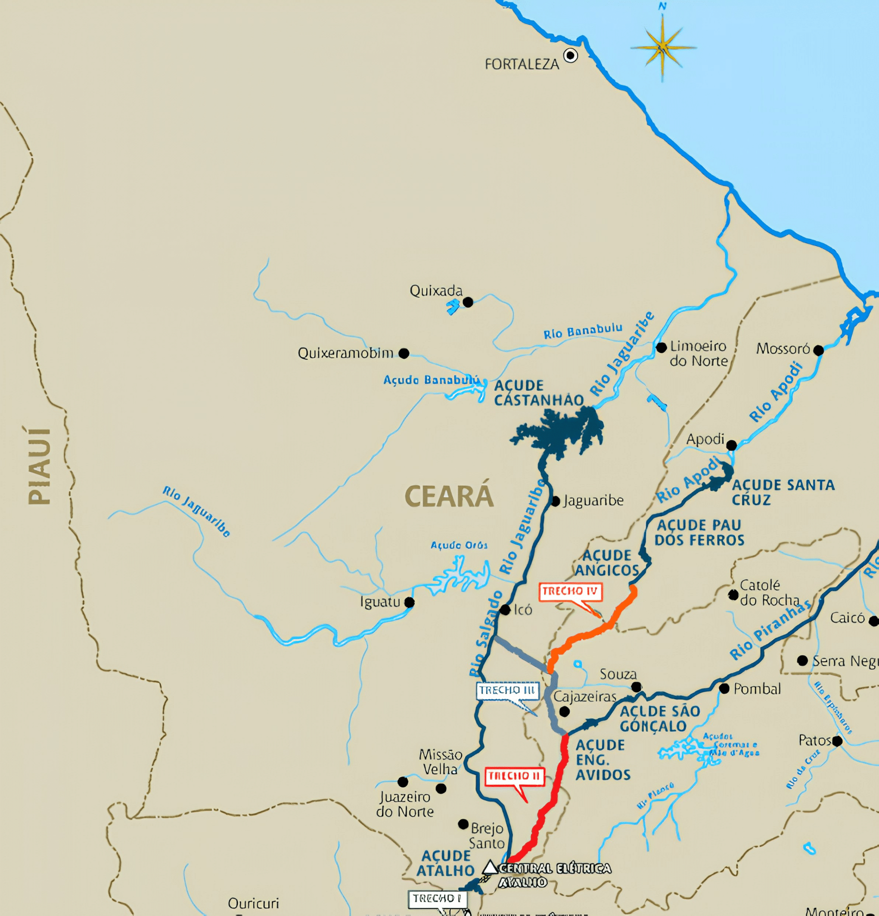 Percurso do rio Jaguaribe CE Percurso do rio Jaguaribe CE