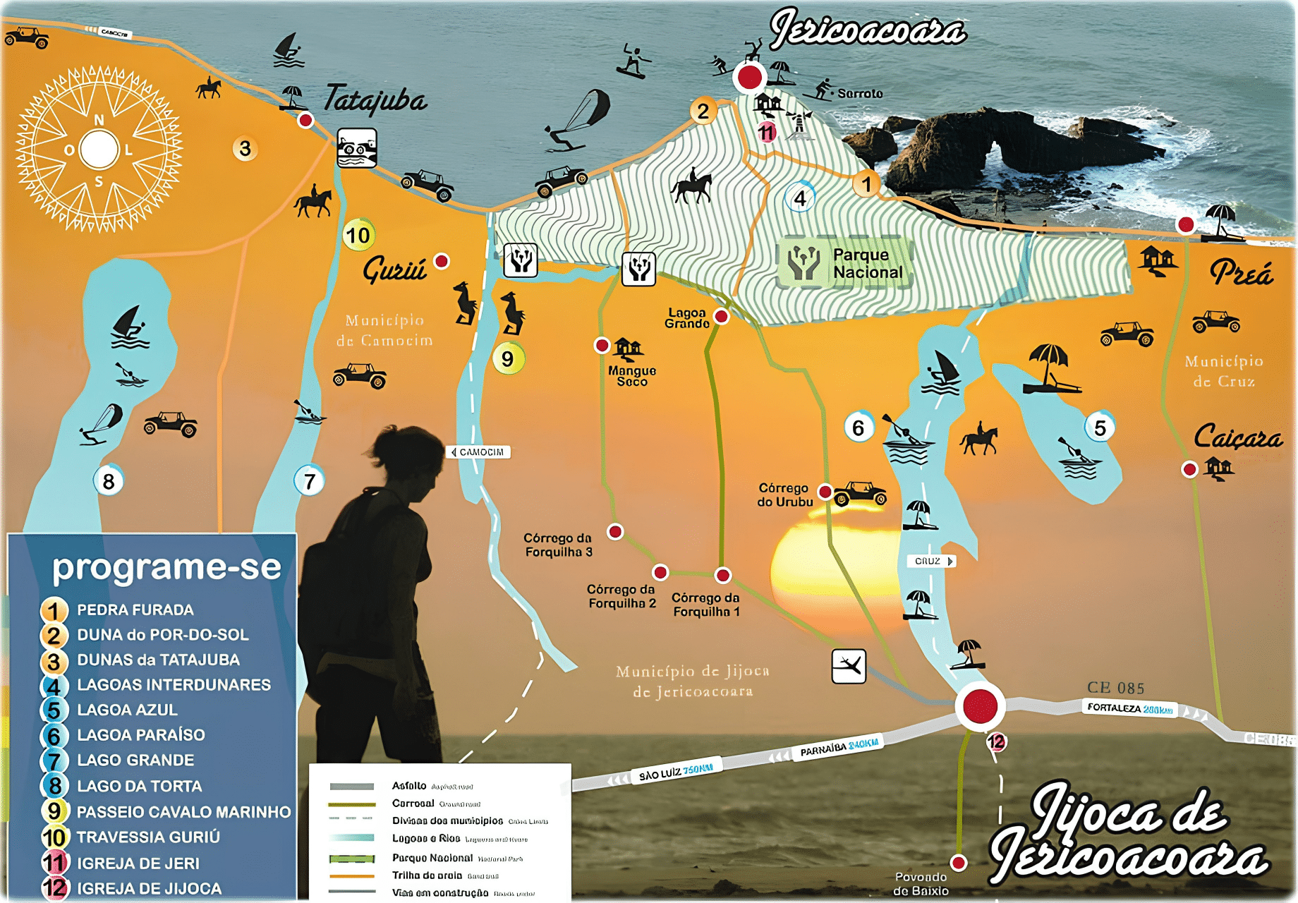 Mapa Turístico de Jericoacoara no Ceará Mapa Turístico de Jijoca de Jericoacoara no Ceará