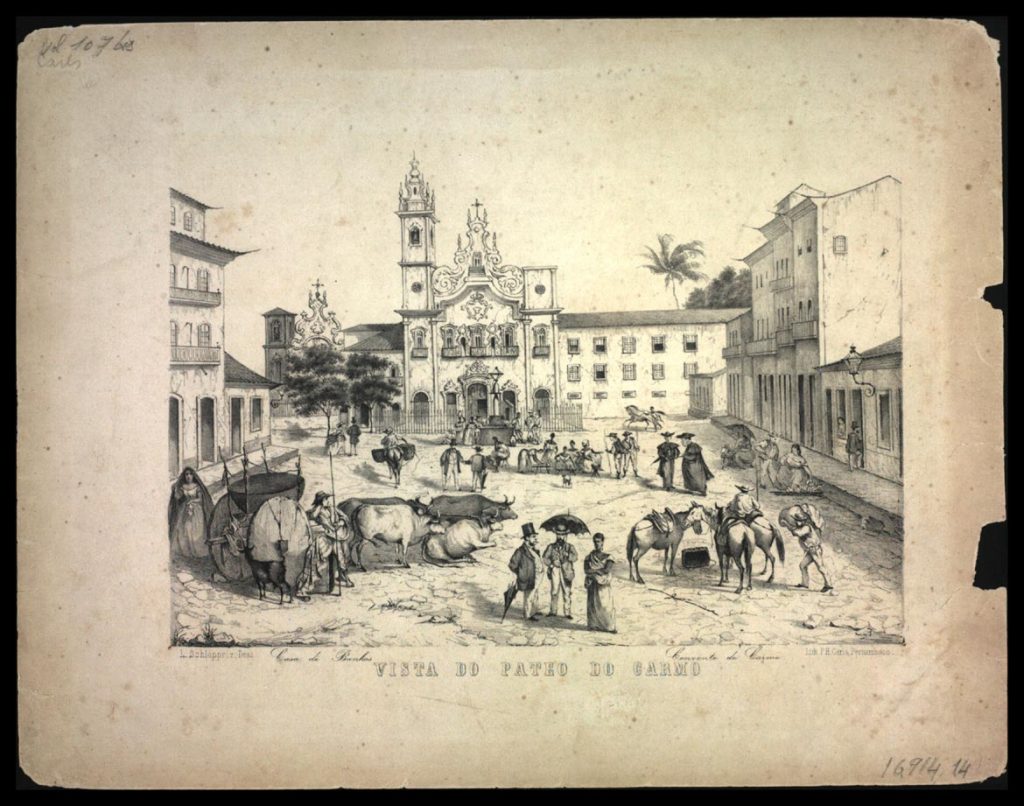 Vista do Pátio do Carmo (1863) em Recife