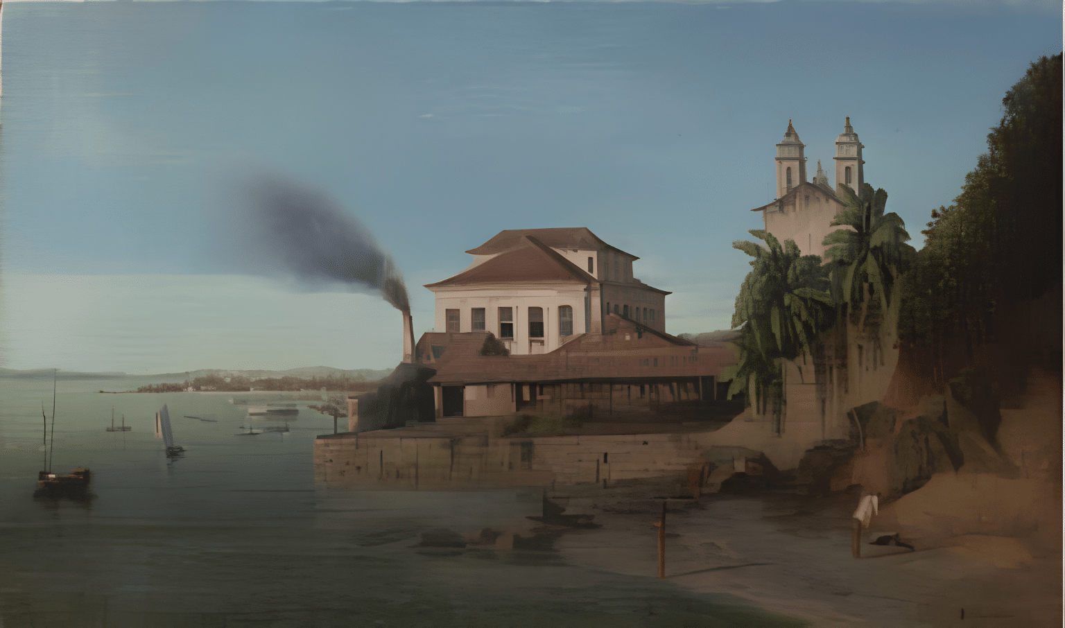 François René Moreaux - Solar do Unhão com a Igreja de Nossa Senhora da Conceição da Praia, Salvador da Bahia François René Moreaux - Solar do Unhão com a Igreja de Nossa Senhora da Conceição da Praia, Salvador da Bahia