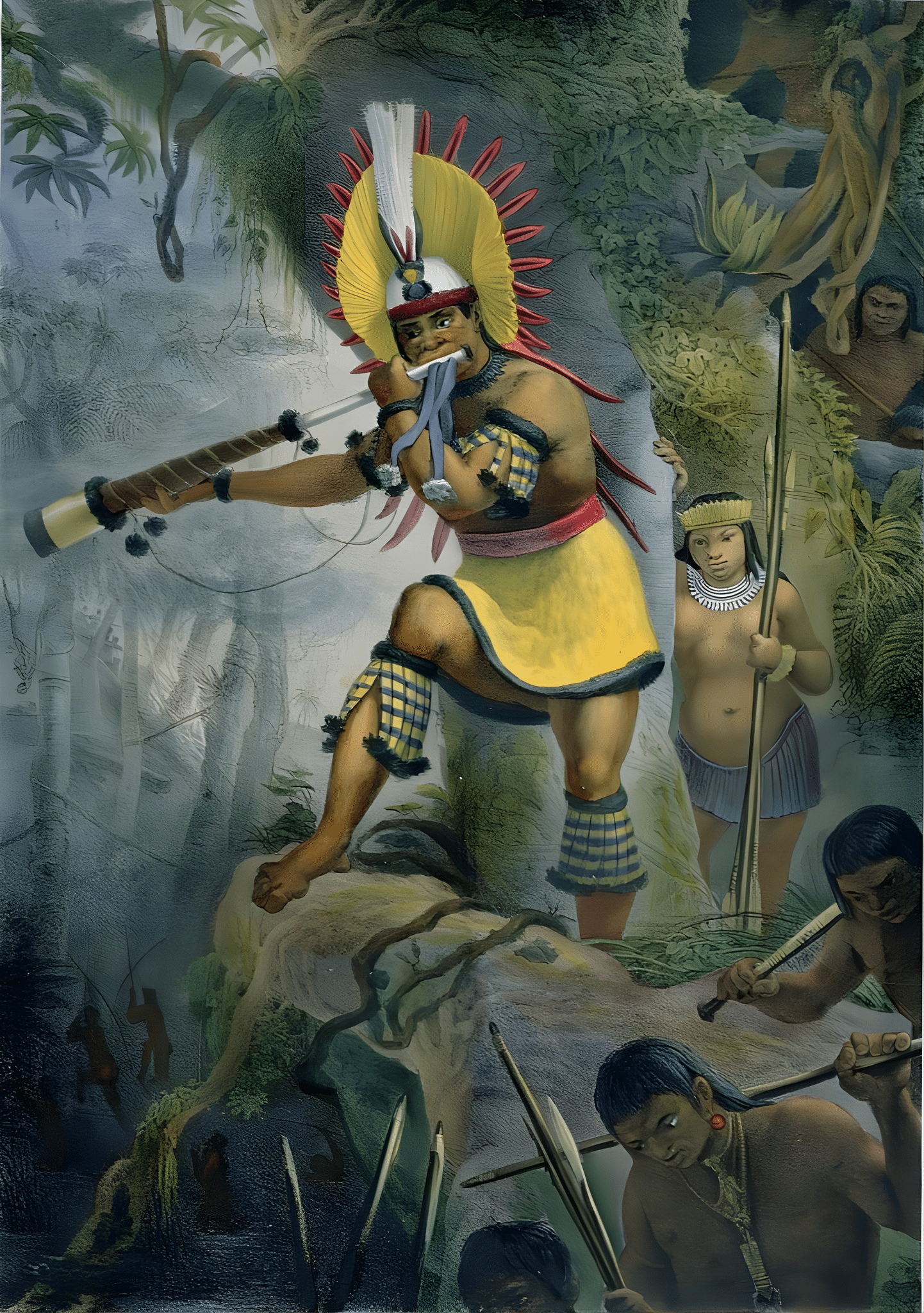 A Coroado Indian Giving the Signal for Attack, illustration from 'Voyage Pittoresque et Historique au Bresil' by Jean-Baptiste Debret A Coroado Indian Giving the Signal for Attack, illustration from 'Voyage Pittoresque et Historique au Bresil' by Jean-Baptiste Debret
