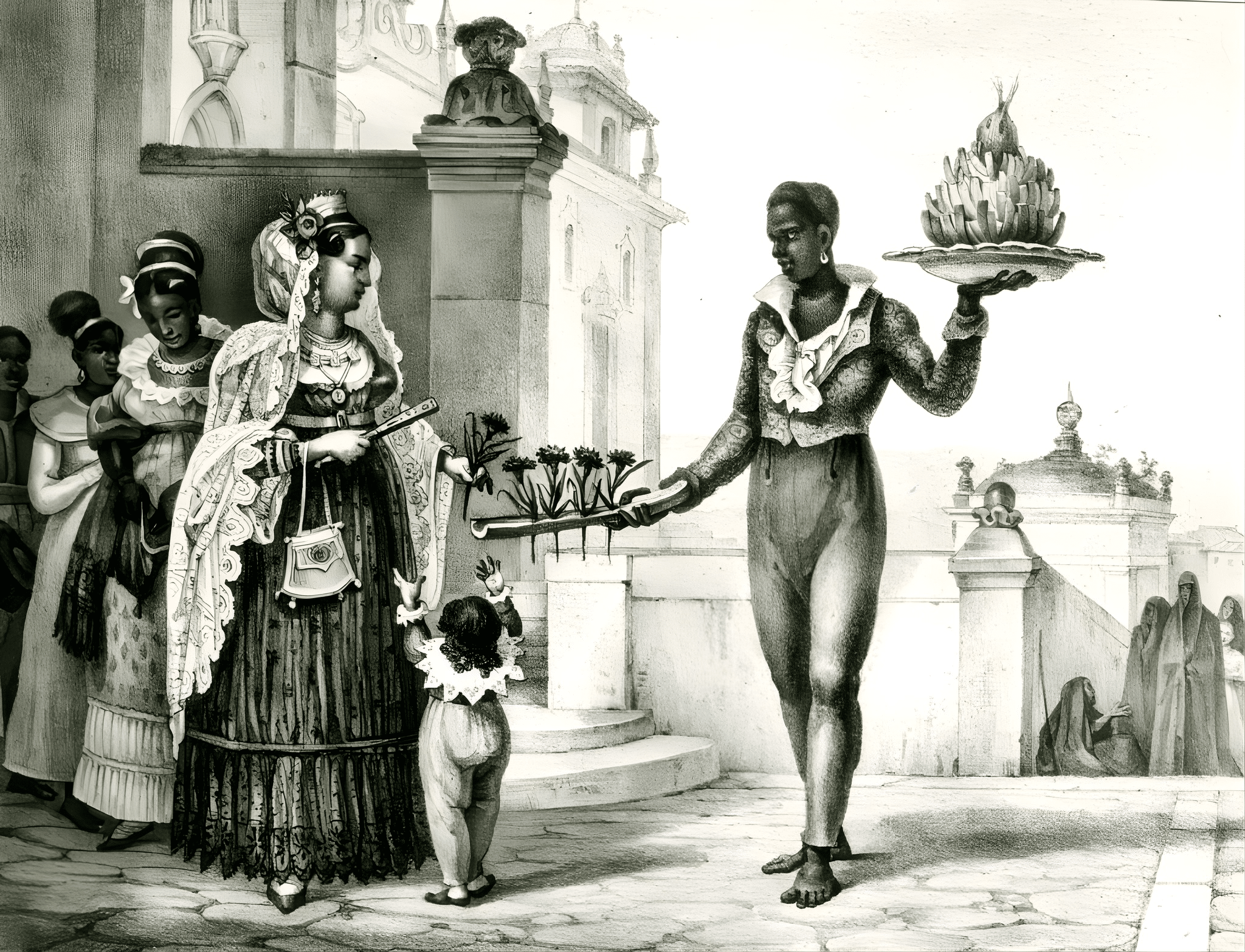 Jean-Baptiste Debret - Flower seller outside a church door, from 'Voyage Pittoresque et Historique au Bresil' Jean-Baptiste Debret - Flower seller outside a church door, from 'Voyage Pittoresque et Historique au Bresil'
