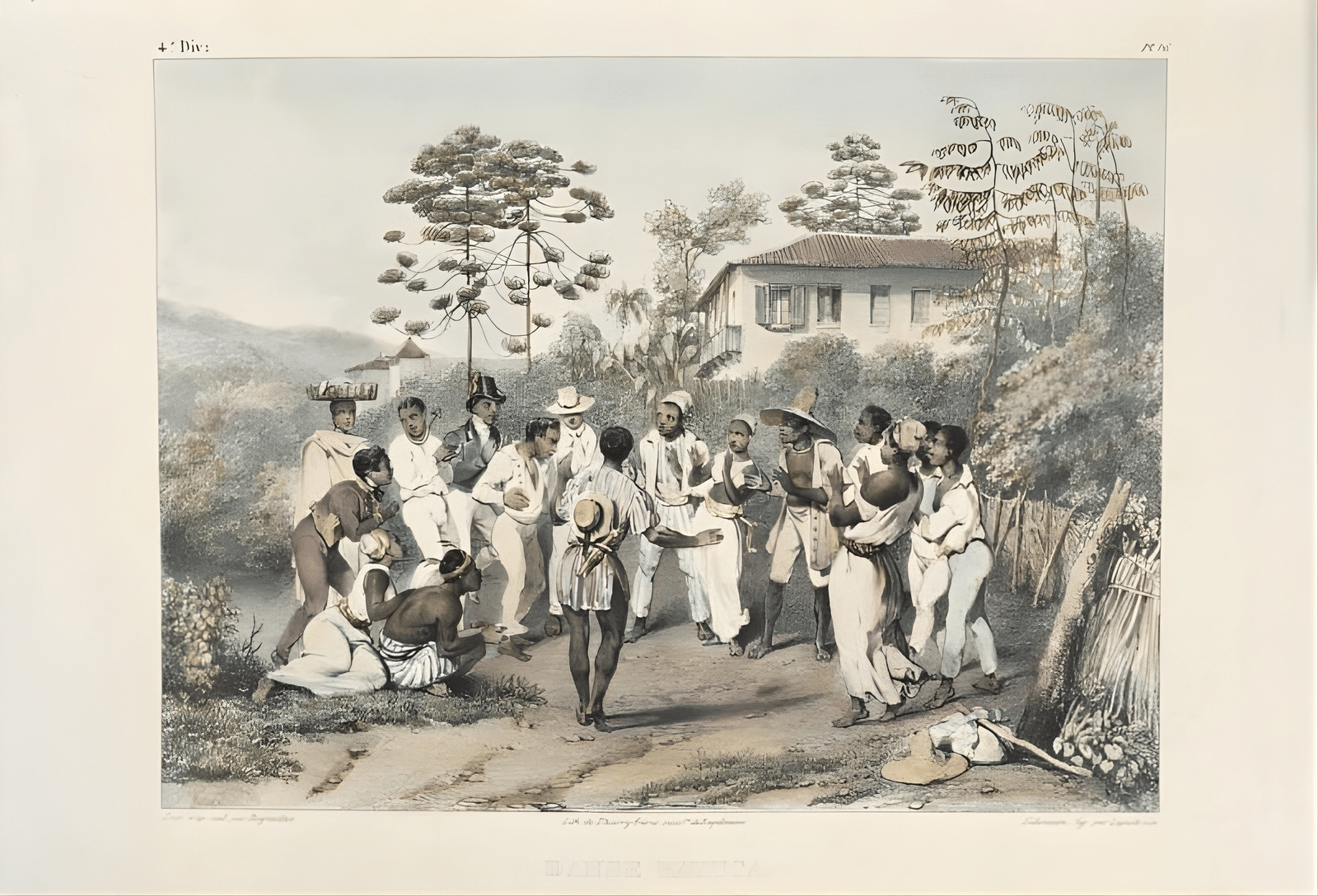 Jean-Baptiste Debret - Group of black dancers, illustration from 'Voyage Pittoresque et Historique au Bresil, ou Sejour d'un Artiste Francais au Bresil' Jean-Baptiste Debret - Group of black dancers, illustration from 'Voyage Pittoresque et Historique au Bresil, ou Sejour d'un Artiste Francais au Bresil'