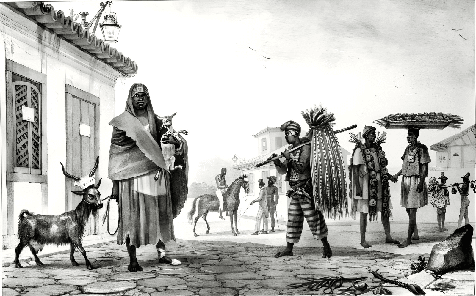 Jean-Baptiste Debret - House for Rent, Horse and Goat for Sale, from 'Voyage Pittoresque et Historique au Bresil' Jean-Baptiste Debret - House for Rent, Horse and Goat for Sale, from 'Voyage Pittoresque et Historique au Bresil'