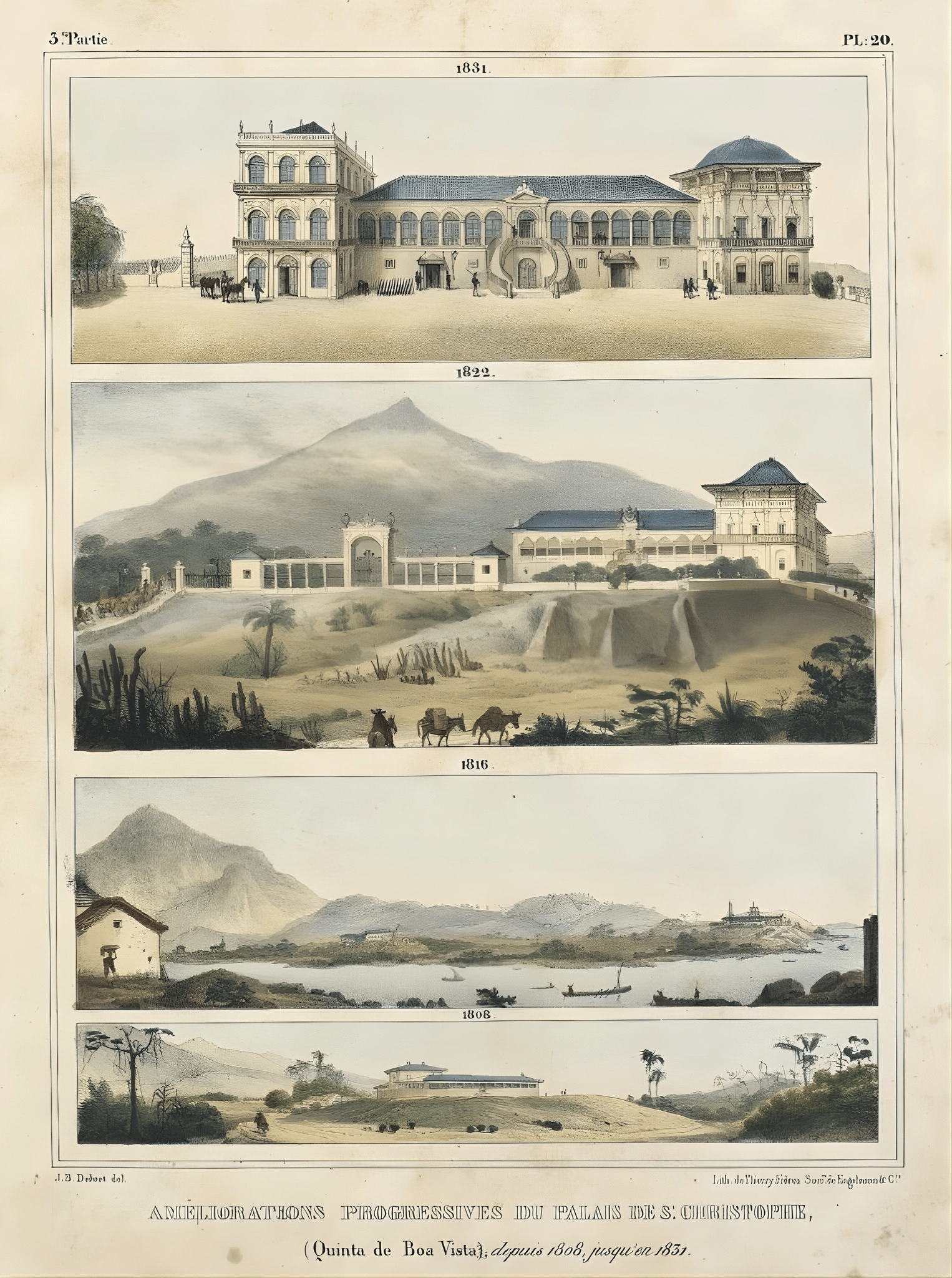 O Palácio de São Cristóvão (Quinta da Boa Vista) e suas progressivas reformas, Jean-Baptiste Debret, 1839, O Palácio de São Cristóvão (Quinta da Boa Vista) e suas progressivas reformas, Jean-Baptiste Debret, 1839,