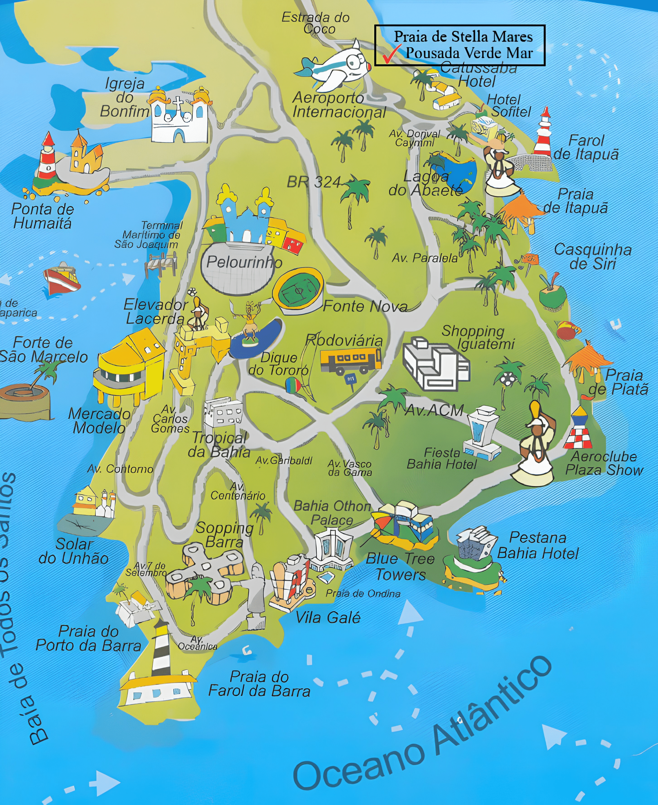 mapa das praias de Salvador da Bahia mapa das praias de Salvador da Bahia