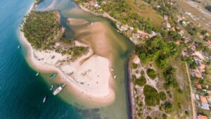 Vista aérea de Campinho, Peninsula de Marau, Bahia