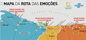 mapa da Rota das Emoções no Nordeste