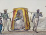 Jean-Baptiste Debret - Transporting a White Child to be Baptised in a Church, from 'Voyage Pittoresque et Historique au Bresil', engraved by Thierry Freres, 1839